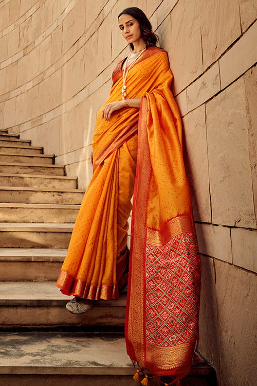 Handwoven Orange Silk Saree